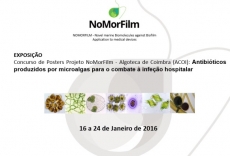 Concurso de Posters Projeto NoMorFilm - Algoteca de Coimbra (ACOI): Antibióticos produzidos por microalgas para o combate à infeção hospitalar