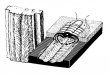 Ilustração da produção de Cruziana por Trilobite. Adaptado de Seilacher (1997) Fossil Art